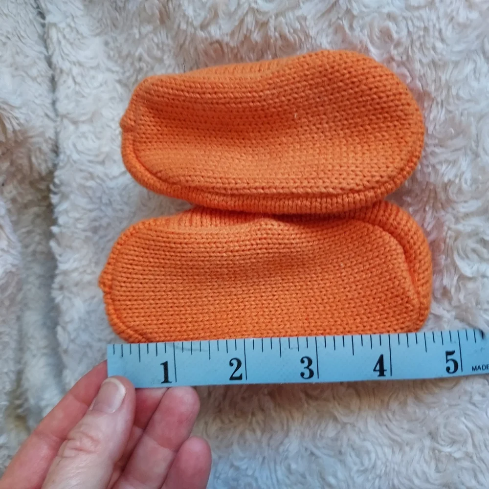 Carter's Halloween Orange pumpkin knit baby booties one size Fall Festive
